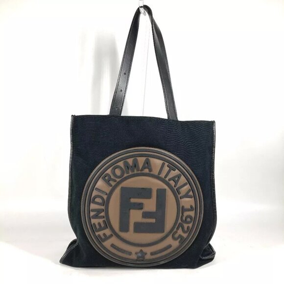 FENDI Vertical Shoulder Bag Logo FF Bag Tote Bag Black/Brown